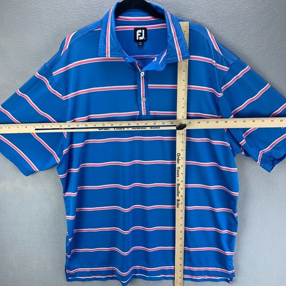 Footjoy Golf Polo Shirt Mens Extra Large Blue White Pink Striped‎ Saddlebrook - Picture 7 of 13